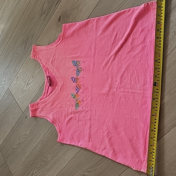 Y2K Vintage 90s Fresh Produce Bright Pink Butterfly Tank Unisex Medium - Picture 10 of 13